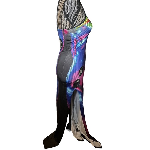 Sexy Heat Map Summer Sleeveless Cutout Mini Dress Backless Body Print Sundress - Picture 4 of 6